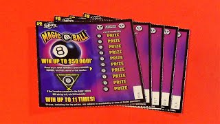 SOOD 868: FIVE $2 MAGIC 8 BALL Florida Lottery Scratch Tickets