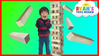 GIANT JENGA Wooden Tumbling Tower game for kids!