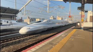 のぞみ号博多行きN700系　山陽新幹線福山駅通過