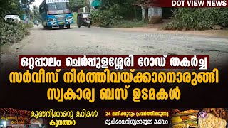 ഒറ്റപ്പാലം-ചെർപ്പുളശ്ശേരി റോഡ് തകർച്ച: സർവീസ് നിർത്തിവയ്ക്കാനൊരുങ്ങി സ്വകാര്യ ബസ് ഉടമകൾ