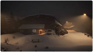 Velvet Dark: Relaxing Winter Storm Drifting Past a Sheltered Cliffside Cabin | Windy ASMR
