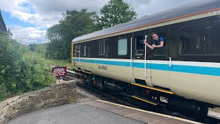 9707 DBSO leads 47712 and LSL Scotrail Push-Pull set out of Oakworth, 24/6/23