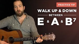 ⭐️ Walking up & down between the E, A, and B7 (bass note transitions)