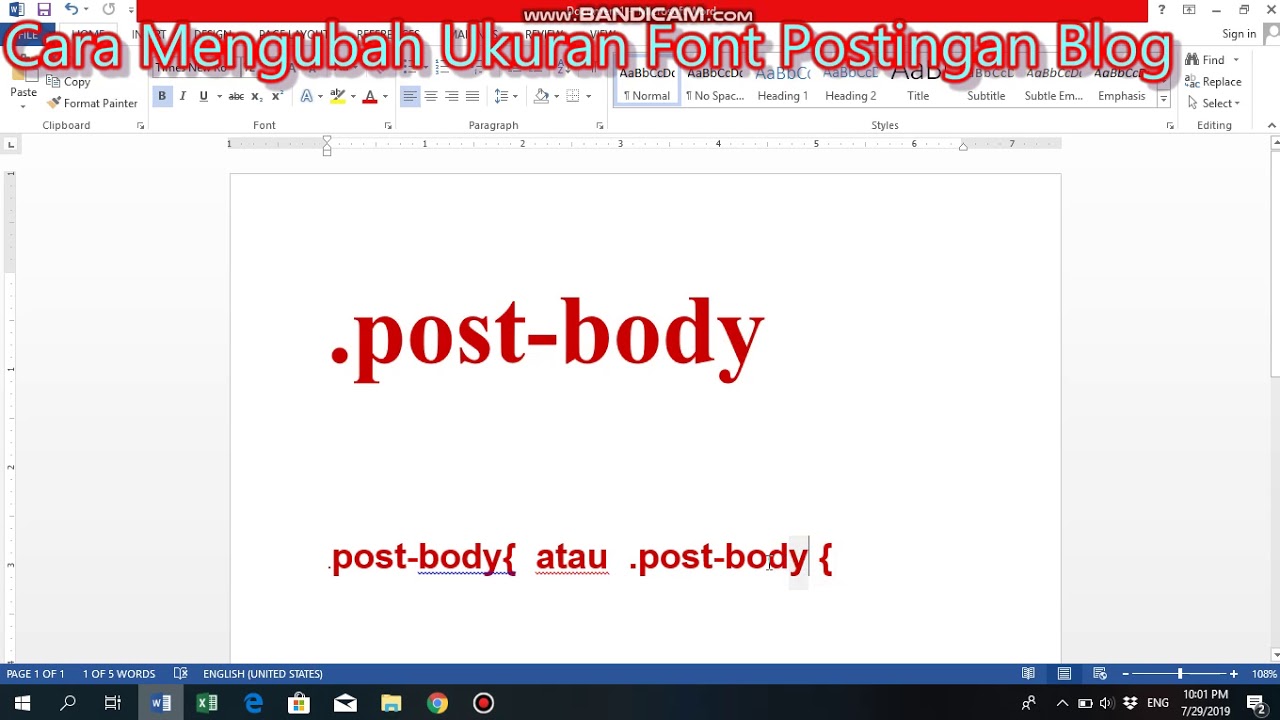 Cara Mengubah Ukuran Font Postingan Blog - YouTube