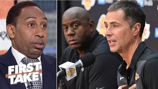 Stephen A. reacts to Magic Johnson accusing Lakers GM Rob Pelinka of ‘backstabbi