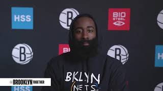 James Harden Addresses Media for the First Time as a Brooklyn Net