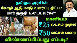 கோழி ஆடு மாடு பன்றி வளர்ப்பு திட்டம் தமிழக அரசு மானியம் அதிரடி அறிவிப்பு  ஆடு கோழி வளர்ப்பு in tamil