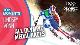 Lindsey Vonn - ALL Olympic Medal Races in Full Length | Top Moments