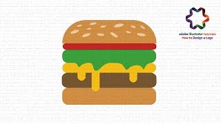 Adobe illustrator Tutorial - How to Create Burger Logo Design - Design a Flat Design in illustrator