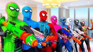 Top New Pro 8 SPIDER-MAN in 1 House...?? || Hey All Color SuperHeroes , Go To Trainning Nerf Gun !!