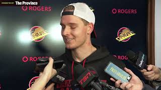 Kevin Lankinen speaks on his  32-save performance to help the Canucks the win.