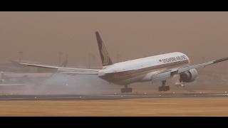 ✈大きくバウンド 壮絶横風着陸 ゴーアラウンド続出 春の暴風  大荒れの成田空港 Super Crosswind Narita Airport!!