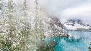 Serene Snowfall By a Crystal Lake Ambience - Peaceful Blizzard Sounds For Deep Relaxation ASMR ☃️🌲🌊