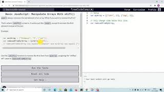 Lesson 44 - manipulate arrays with shift method - freecodecamp