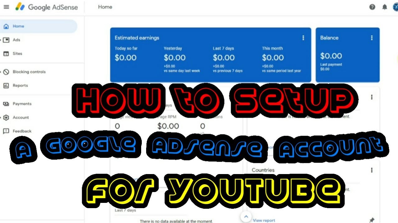 How To Setup A Google Adsense Account For Youtube Youtube