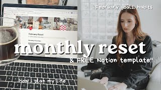 FEBRUARY RESET ROUTINE | monthly reset routine, monthly notion template, monthly goal setting ideas