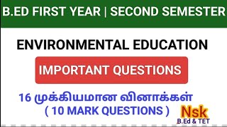 B.ED FIRST YEAR | SECOND SEMESTER | ENVIRONMENTAL EDUCATION