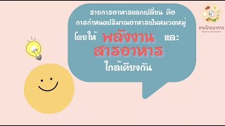 รายการอาหารแลกเปลี่ยน (Food Exchange lists)