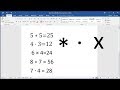 How to type multiplication symbols (signs) in Word