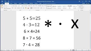 How to type multiplication symbols (signs) in Word