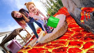 THE FLOOR IS LAVA CHALLENGE!! Dad Surprises Adley and Mom with Spooky Pumpkins in the Backyard!!
