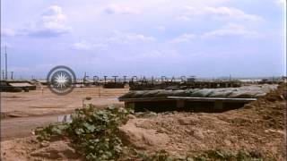 US M113 Armored Personnel Carriers, artillery fortifications, bunkers and militar...HD Stock Footage