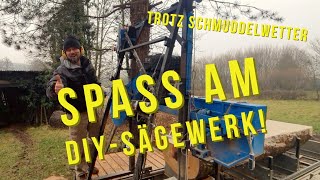 Schwarzwald-Ahorn auf selbst gebautem Sägewerk #Holz #DIY #Sawmill