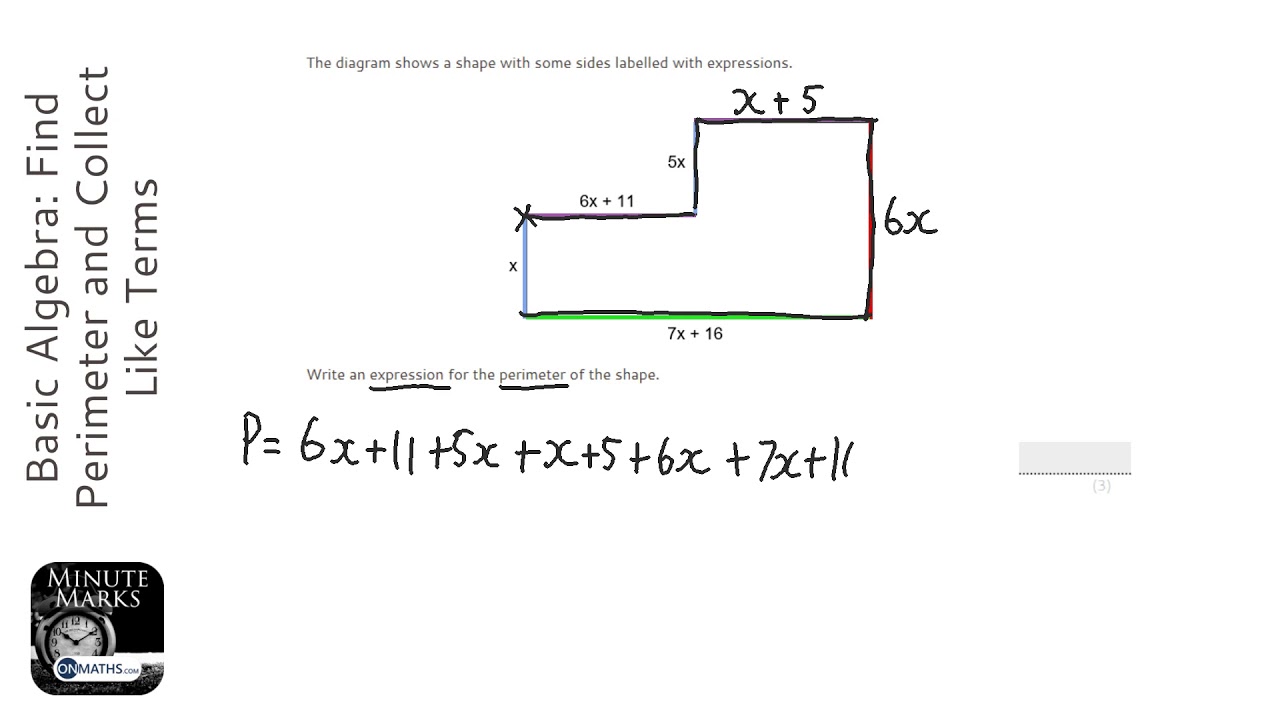 Basic Algebra: Find Perimeter And Collect Like Terms (Grade 3 ...