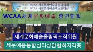 WCAA세계문화예술 총연합회 (소속) 통합상담협회 .자격증및, 위촉장.