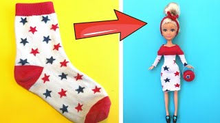 DIY Clothes for Barbie with socks | Easy DIY for Barbie Doll | Hacks and Crafts