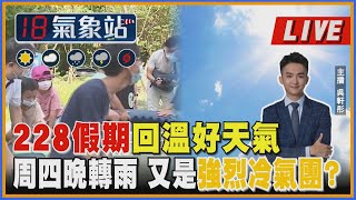 【TVBS18氣象站】228假期回溫好天氣 周四晚轉雨 又是強烈冷氣團？｜主播吳軒彤 說氣象LIVE