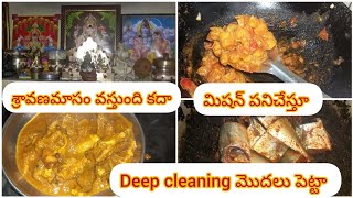 #Sandy#vlog# శ్రావణమాసం వస్తుంది కదా మిషన్ పని చేస్తూ డీప్  క్లీనింగ్  మొదలుపెట్టా