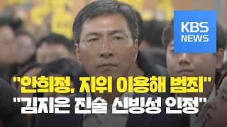 대법, ‘비서 성폭행’ 안희정 전 충남지사 징역 3년 6개월 확정 / KBS뉴스(News)