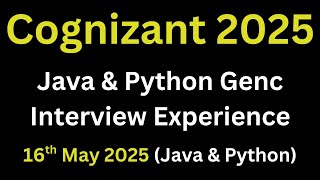 Cognizant Todays Java & Python Cluster Interview Experience 2025 | Genc Technical Interview