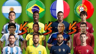 Argentina 🆚 Brazil 🆚 France 🆚 Portugal 🔥 Legend Trio Comparison 💪