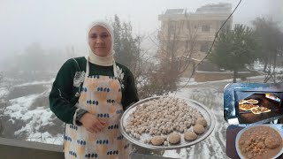 وأتانا الزائر الأبيض بعد طول إنتظار ☃️❄️⛈️⛈️ويحلو الشتاء مع الطبخ الشتويالحامضأو كبة راهب البنانية