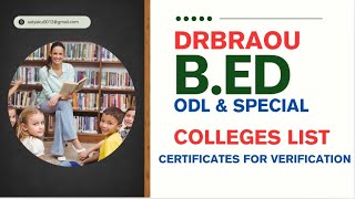 DRBRAOU OPEN BED BED SPECIAL EDUCATION REQUIRED CERTIFICATES FOR COUNSELLING COLLEGES LIST 2025