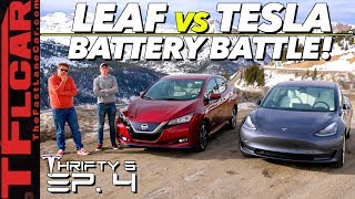 We Drive a Tesla Model 3 vs Nissan Leaf Up a MOUNTAIN to See Which is More Efficient! Thrifty 3 Ep.4