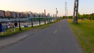 4k Relaxing Sunset Bike Ride Along the Lachine Canal in Montreal, Quebec - POV Virtual Biking