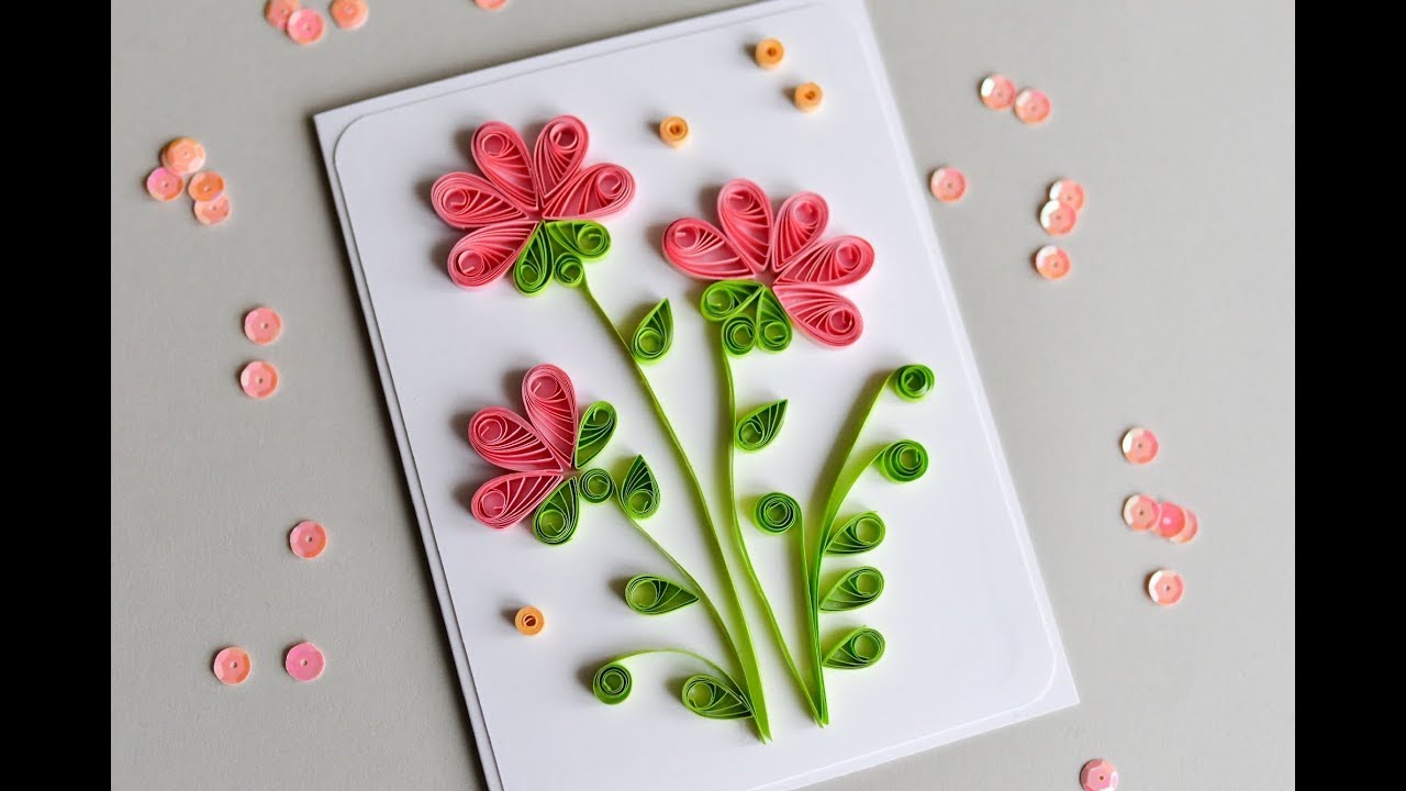 Simple Quilling Designed Card For Beginners|how To Make Quilling Card ...