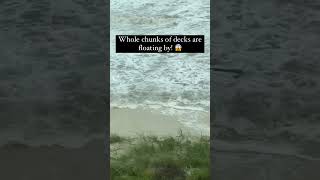 Huge Debris Floating In The Ocean During Hurricane Nicole