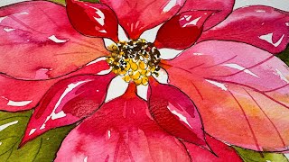 Paint a brilliant red poinsettia, from sketch to paint! Perfect for beginners this holiday season 🎨✨