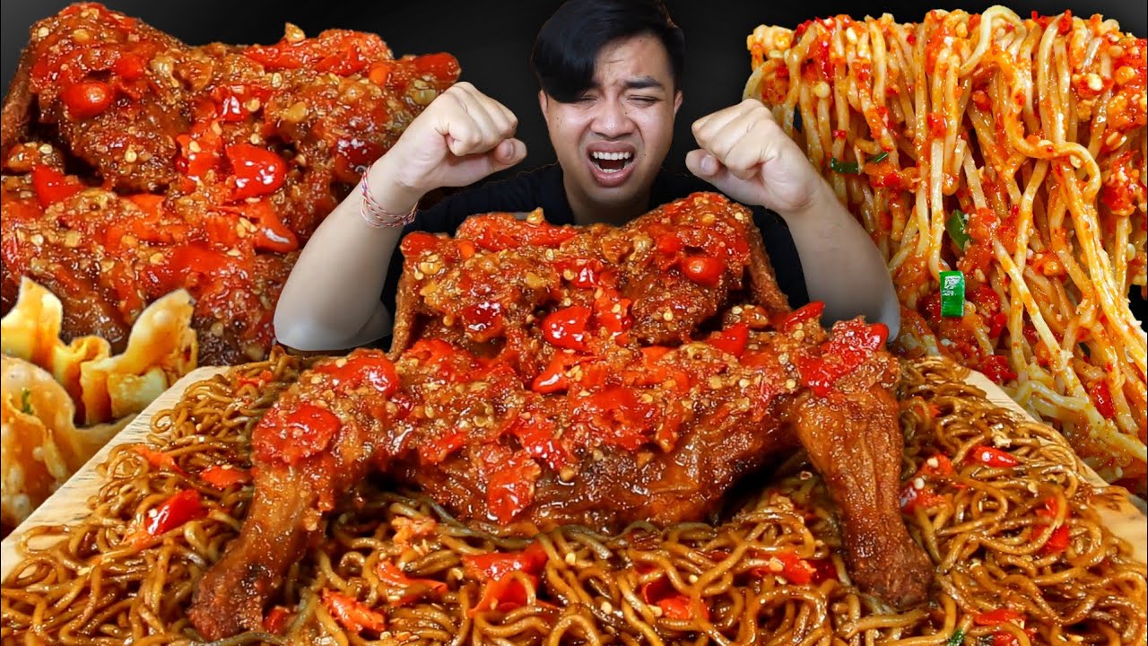 MUKBANG MIE GACOAN LEVEL 8 + AYAM UTUH RICHEESE SIRAM SAMBAL PAK GEMBUS ...