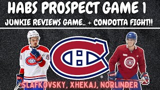 Habs Prospect Game 1 Update (Reviewing Slafkovsky Hit, Condotta Fight)