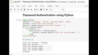 Day 30 : Password Authentication using Python