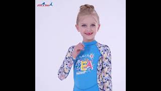 2021 new children's swimwear girls summer sunscreen one-piece wetsuit long-sleeved children's quick-