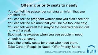 Offering priority seats to needy