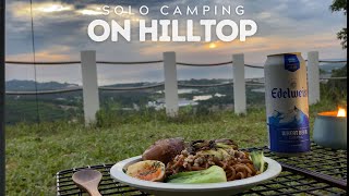 SOLO Camping | Relaxing under TARP Shelter | Hilltop Camping | NATURE Sounds | Silent Vlog ASMR