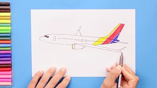 How to draw Boeing B737 passenger airplane (Southwest Airlines)