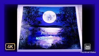 Full Moon Painting / Acrylic Painting / Blue Moon Painting / Step by Step For Beginner's:)